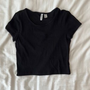 H&M Black Ribbed Crop Top